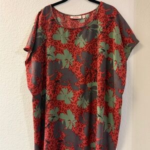 EVRI Women's Vibrant Red and Green Floral Blouse (27)
